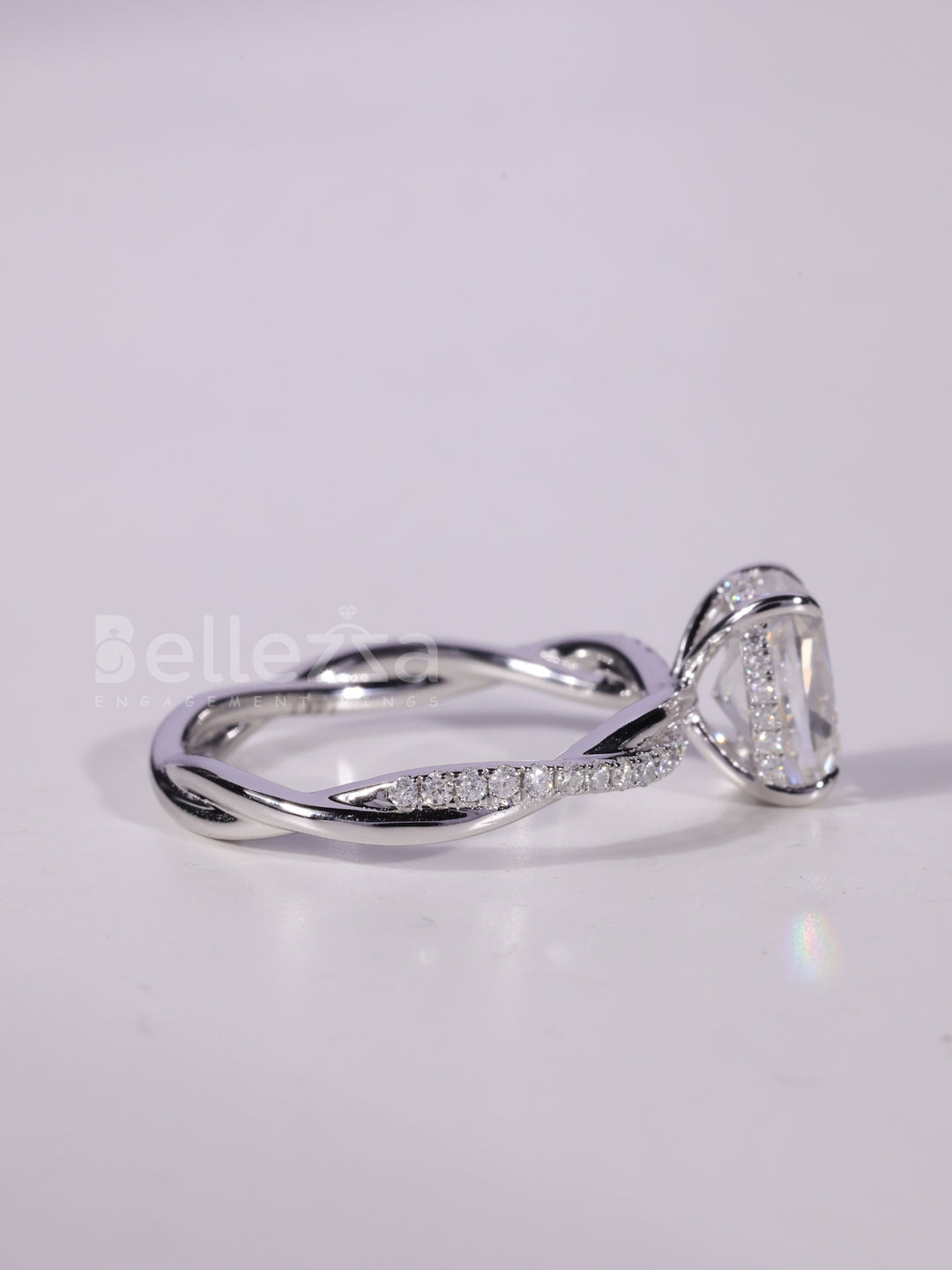 1.50CT-2.50CT Elongated Cushion Cut Twisted Pave Set Engagement Ring