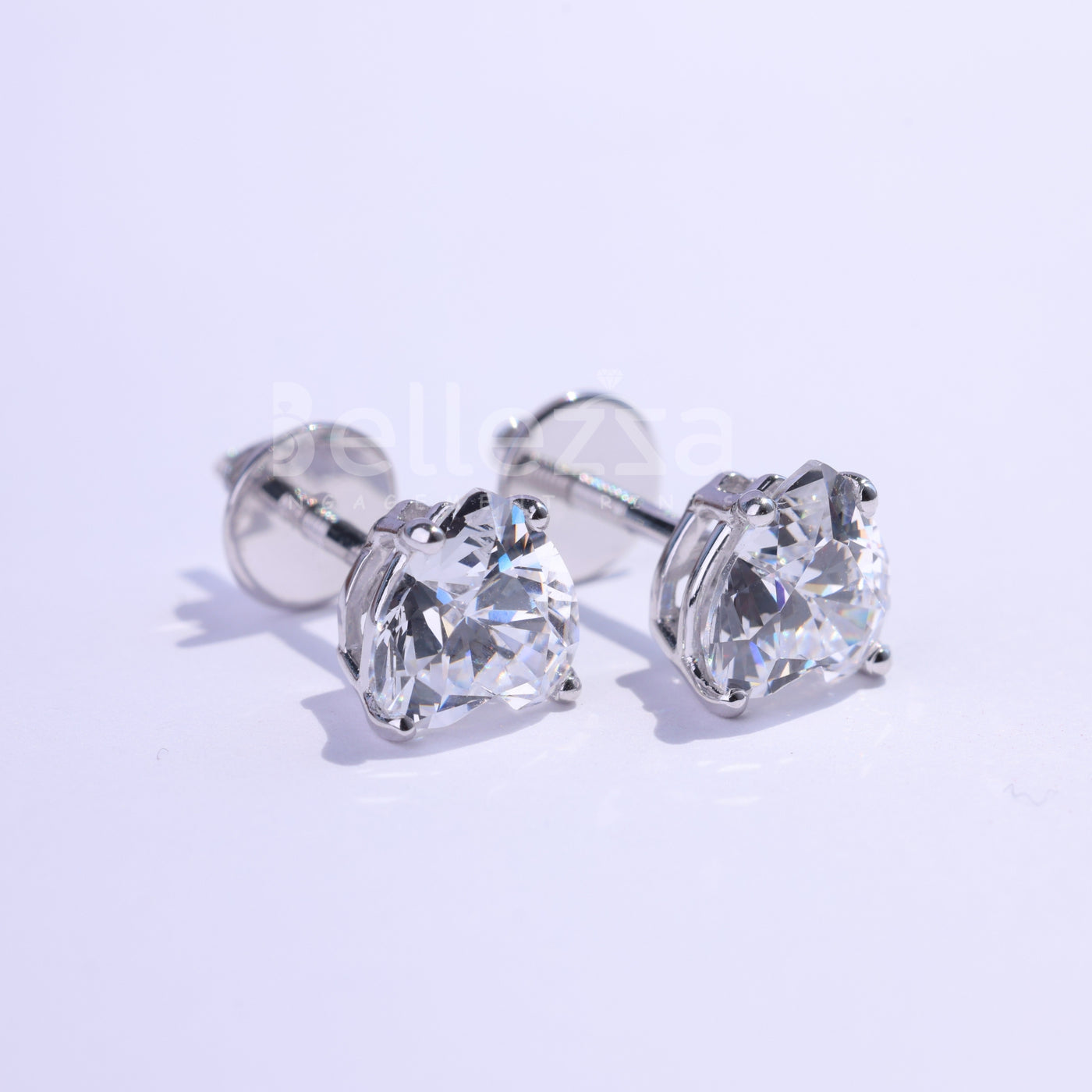 2.0CTW Heart Cut Solitaire Moissanite Stud Earrings