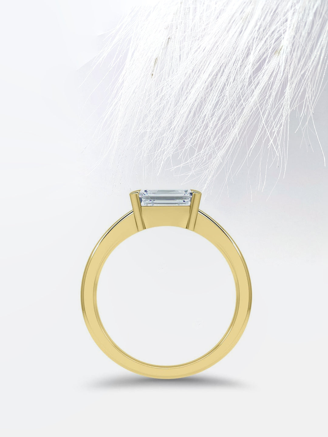 2.5CT East West Emerald Cut Solitaire Moissanite Diamond Engagement Ring For Women