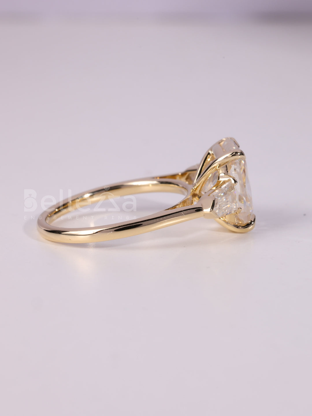 2.50CT-3.50CT Elongated Cushion Cut Three Stone Engagement Ring