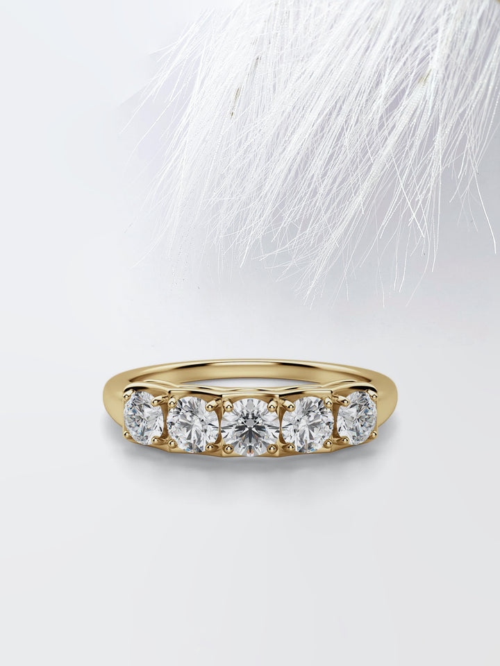 Round Cut Five Stone Wedding Band For Women