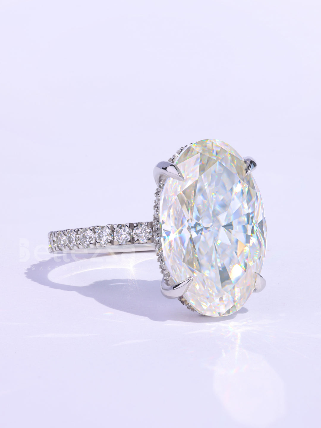 4.50CT Oval Cut Pave Setting Moissanite Engagement Ring