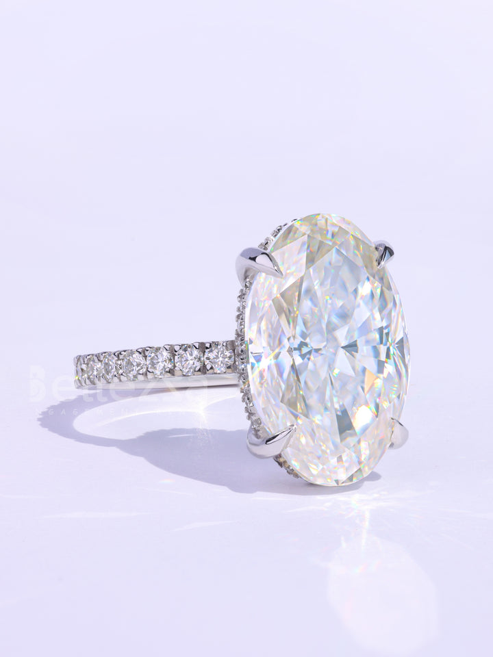 4.50CT Oval Cut Pave Setting Moissanite Engagement Ring