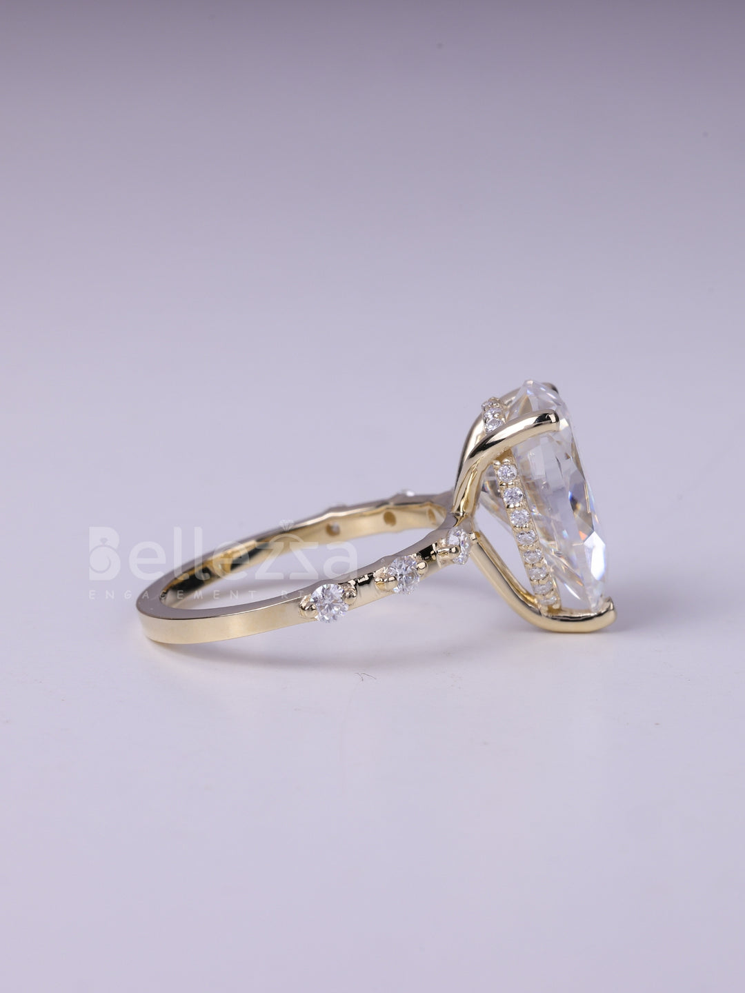 2.50CT Pear cut Pave Setting Moissanite Diamond Engagement Ring