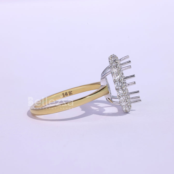 Round Cut Halo Diamond Semi Mount Engagement Ring - Ready To Ship