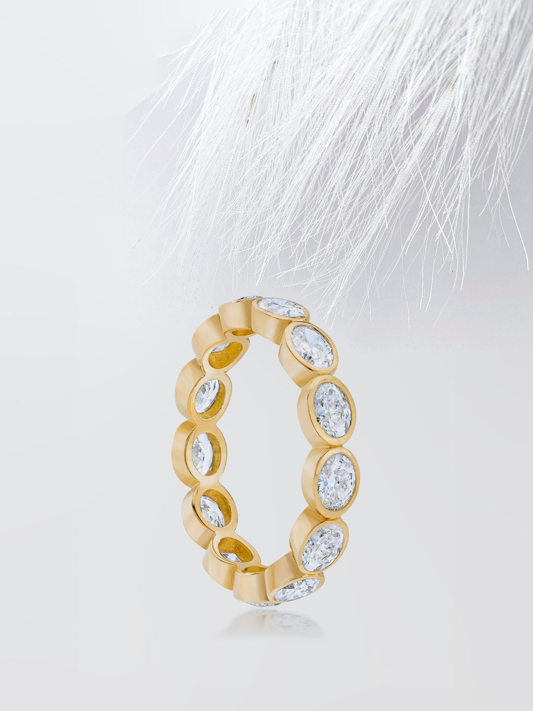 Oval Cut Bezel Diamond Wedding Band For Women