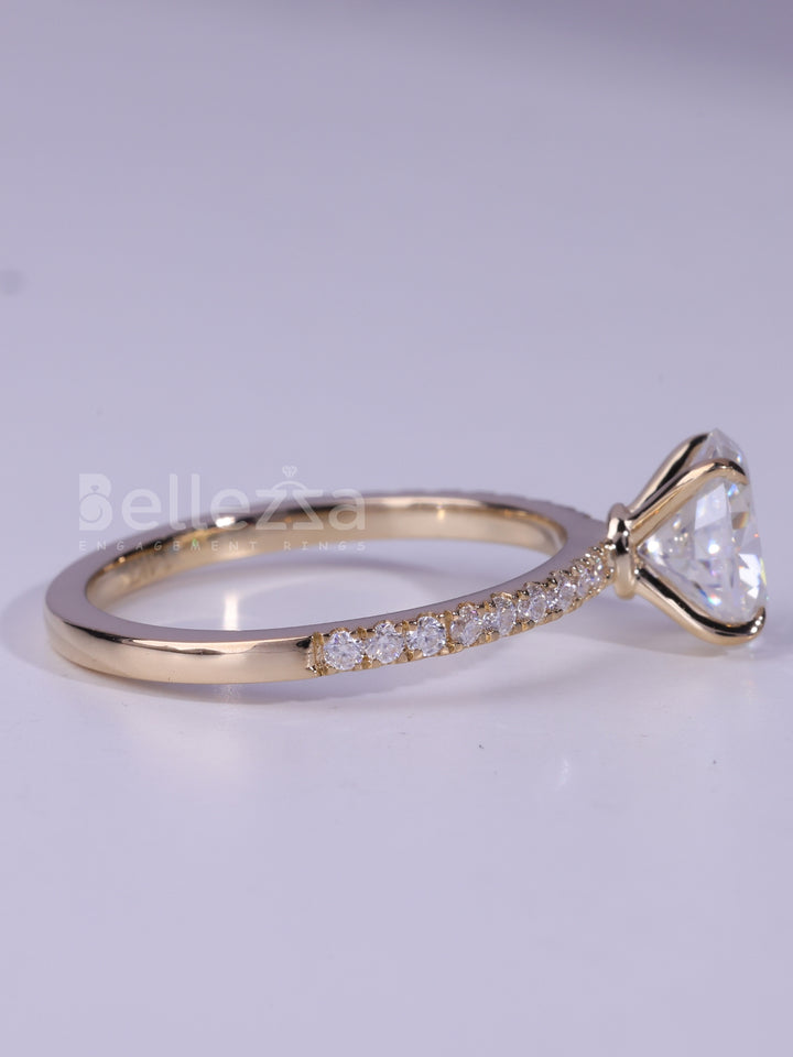 1.0CT Oval Cut Pave Setting MOissanite Engagement Ring