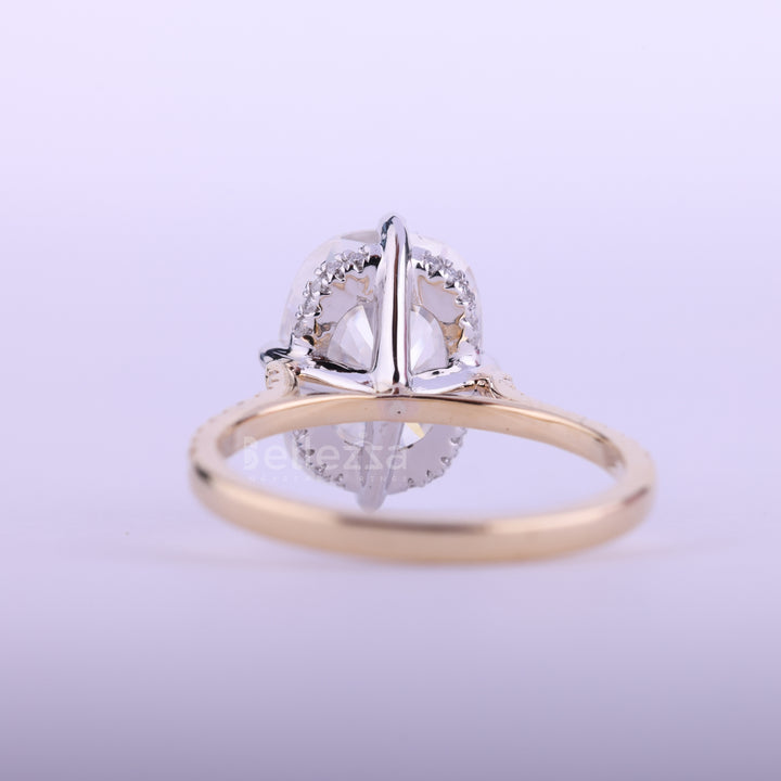 2.0CT Elongated Cushion Cut Hidden Halo Engagement Ring