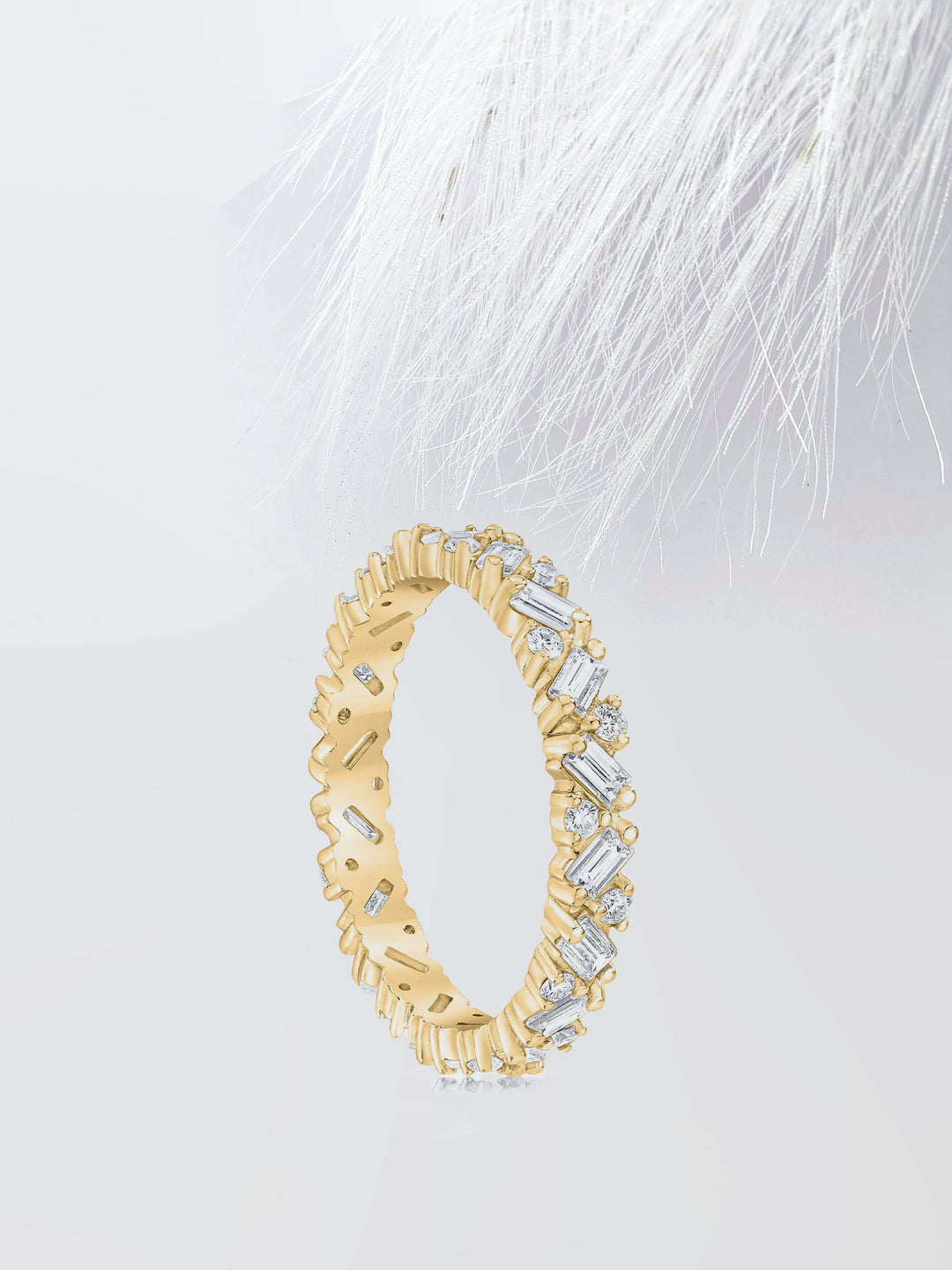 Round & Emerald Cut Cluster Diamond Wedding Band For Women