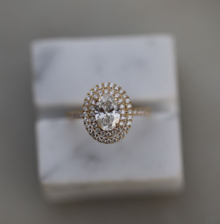 1.0 CT-3.0 CT Oval Double Halo  Lab Grown Diamond Engagement Ring