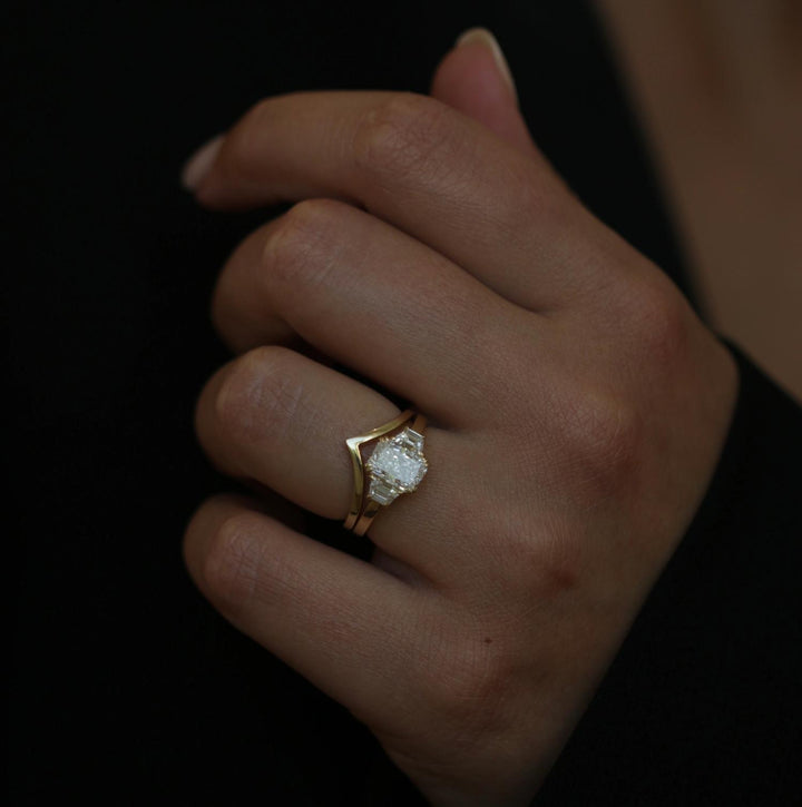 1.50 CT-3.50 CT Radiant 3 Stones  Lab Grown Diamond Engagement Ring