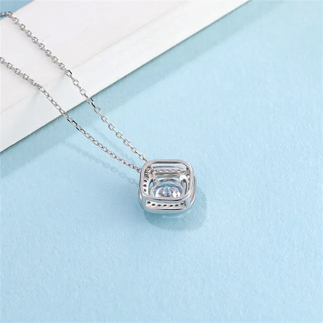 2.0CT Round Brilliant Cut Halo Moissanite Diamond Pendant Necklace For Women
