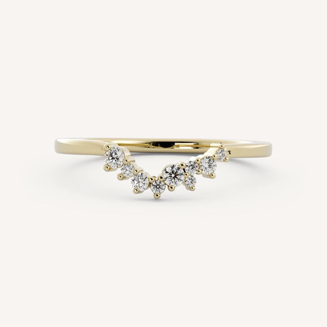 0.12 TCW Round Curved Diamond Wedding Band