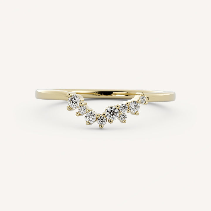 0.12 TCW Round Curved Diamond Wedding Band
