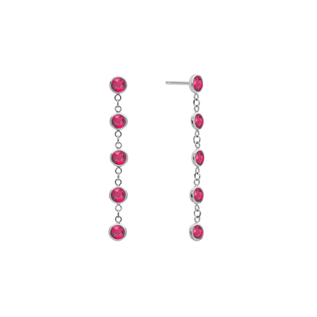 5.04TCW Round Cut Ruby Moissanite July Birthstone Dangle Earrings