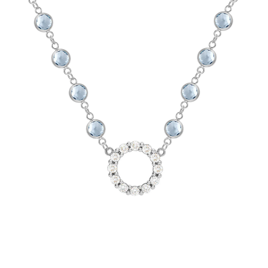 10.18TCW Round Open Circle Moissanite March Birthstone Necklace