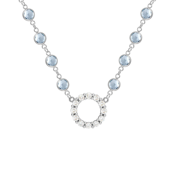10.18TCW Round Open Circle Moissanite March Birthstone Necklace