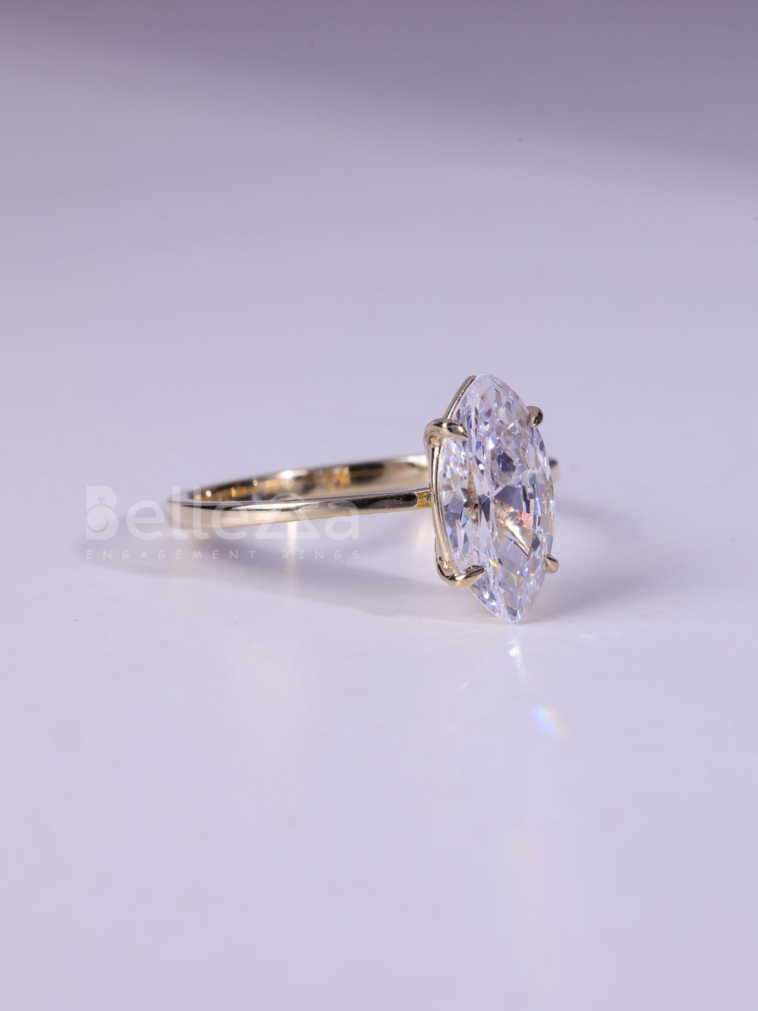 2.0CT Marquise Cut Solitaire Moissanite Engagement Ring