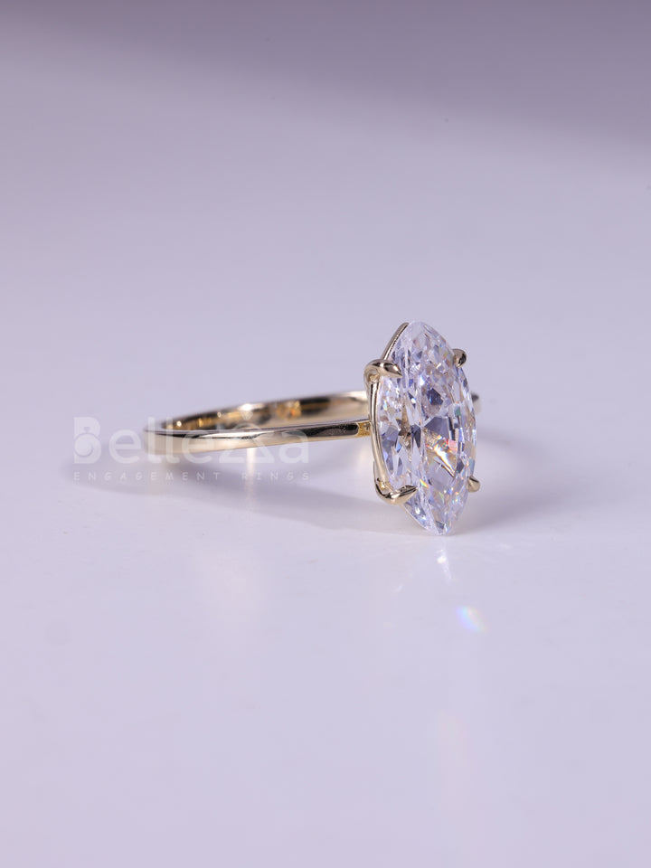2.0CT Marquise Cut Solitaire Moissanite Engagement Ring