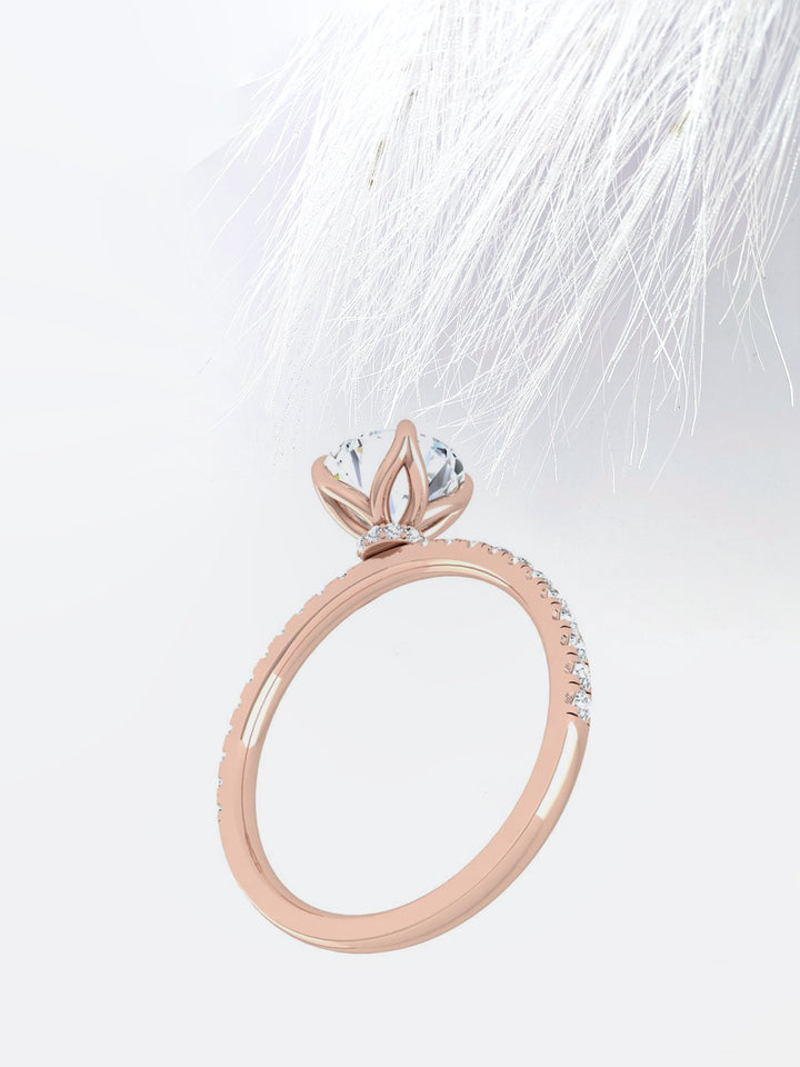 1.5CT Round Cut Pave Moissanite Diamond Engagement Ring For Her