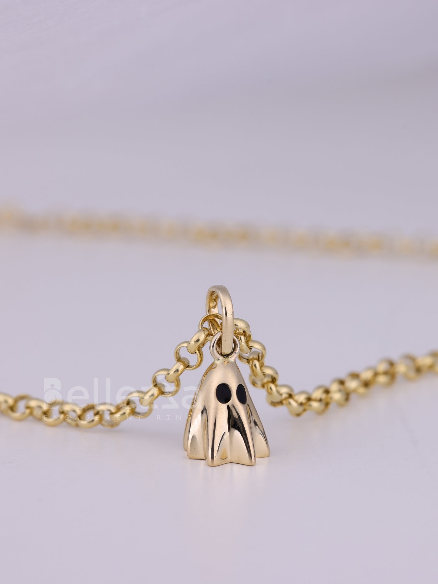 14K/18K Solid Gold Ghost Pendant Necklace For Her