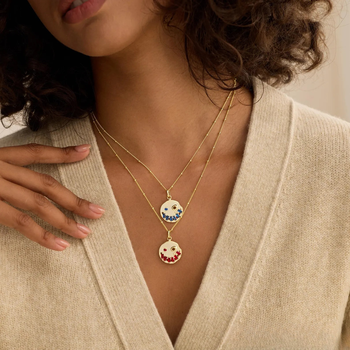 14K Dainty Gold Halloween Skull Necklace for Women
