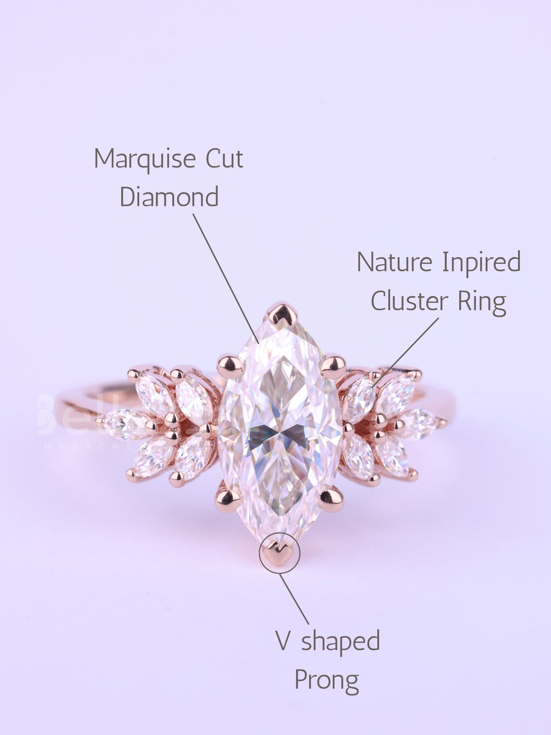 1.50CT-2.50CT Marquise Cut Nature Inspired Moissanite Engagement Ring