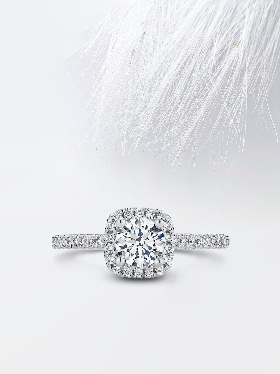 0.5CT Round Cut Cushion Shape Halo Moissanite Diamond Engagement Ring For Her