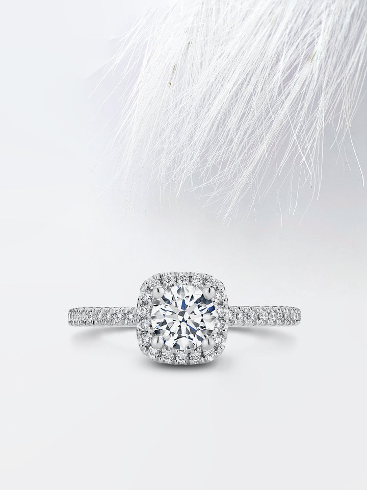 0.5CT Round Cut Cushion Shape Halo Moissanite Diamond Engagement Ring For Her