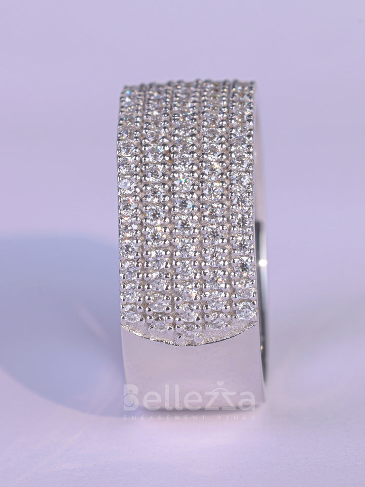 1.50TCW Round Cut Half Eternity Moissanite Wedding Band