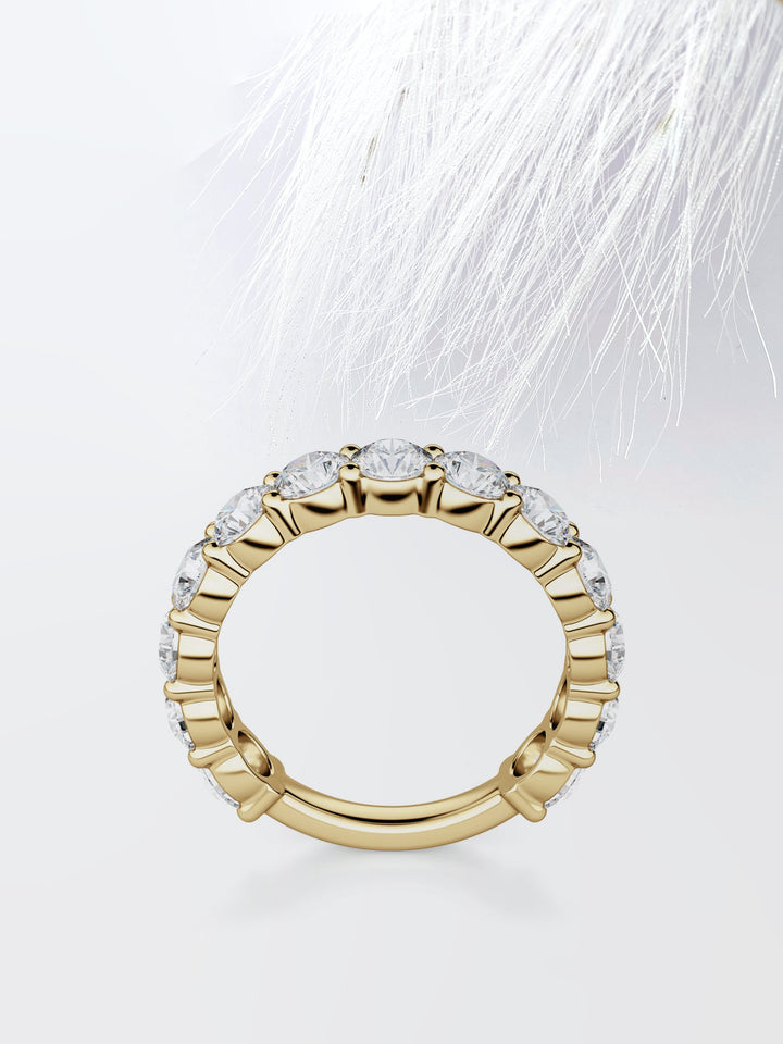 Round Cut Semi-Eternity Band Diamond Wedding Band For Women