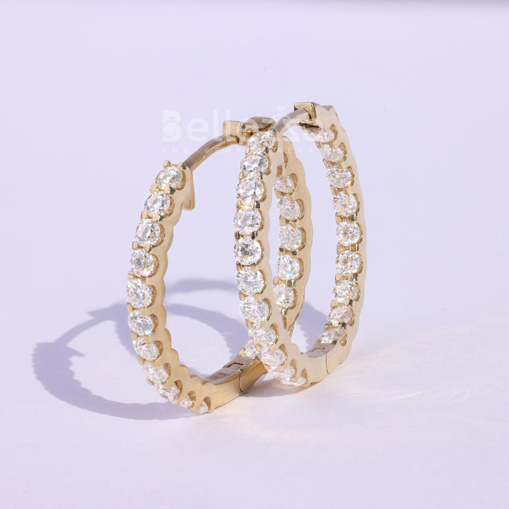 2.40TCW Round Diamond Moissanite Hoop Earrings - Ready To Ship