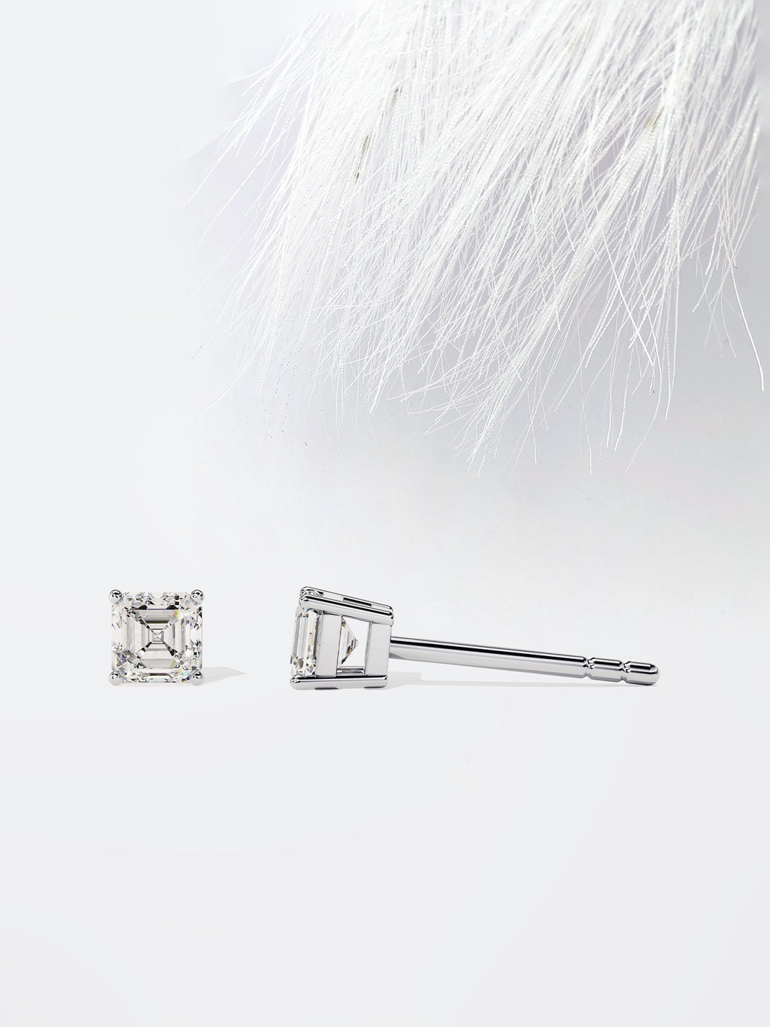 Asscher Cut Solitaire Moissanite Stud Diamond Earrings For Women