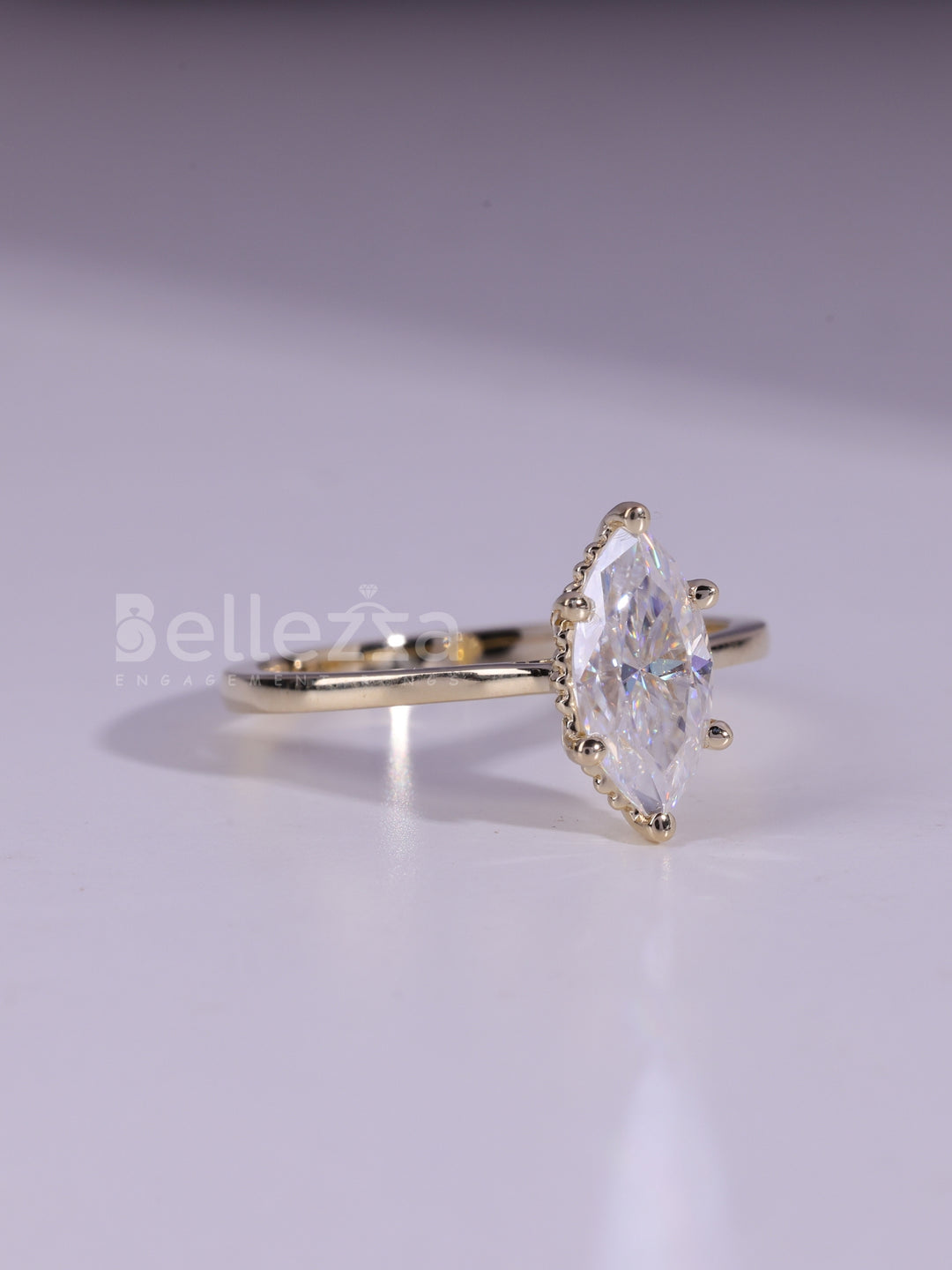 2.0CT Marquise Cut Solitaire Moissanite Engagement Ring