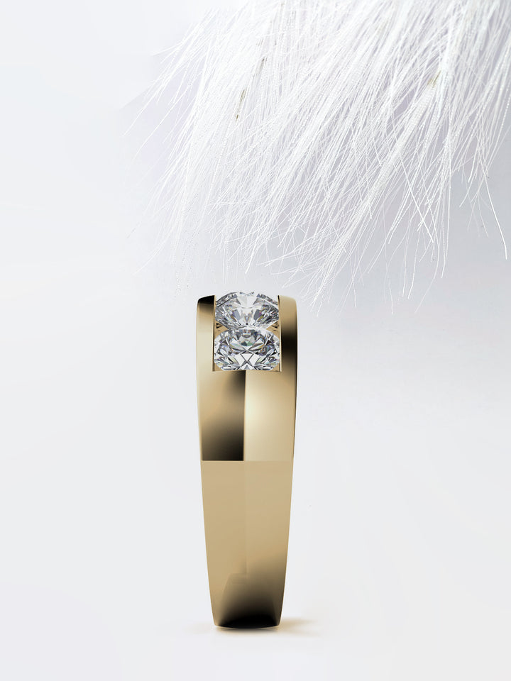 Round Cut Five Stone With Channel Row Moissanite Men's Diamond Wedding Band