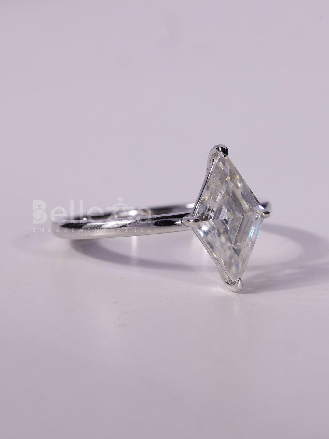1.0CT Kite Cut Diamond Solitaire Moissanite Engagement Ring