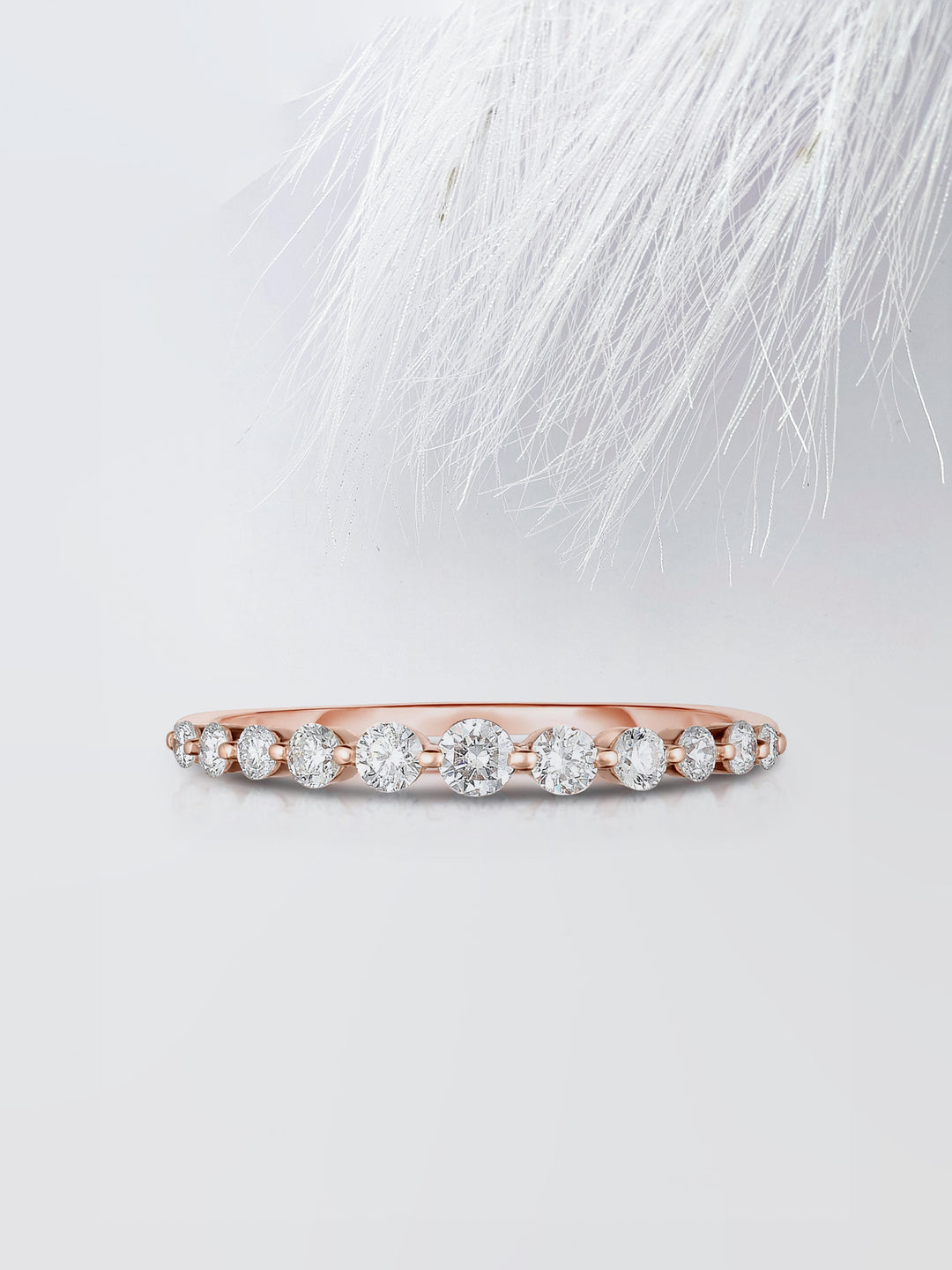 Round Cut Single Prong Diamond Wedding Band For Her