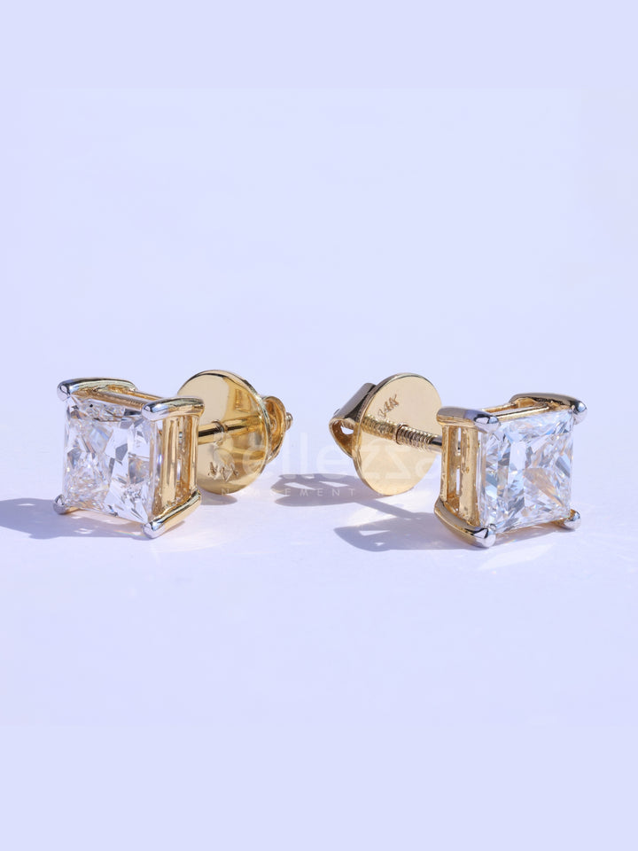 Princess Diamond Moissanite Classic Stud Earrings For Her