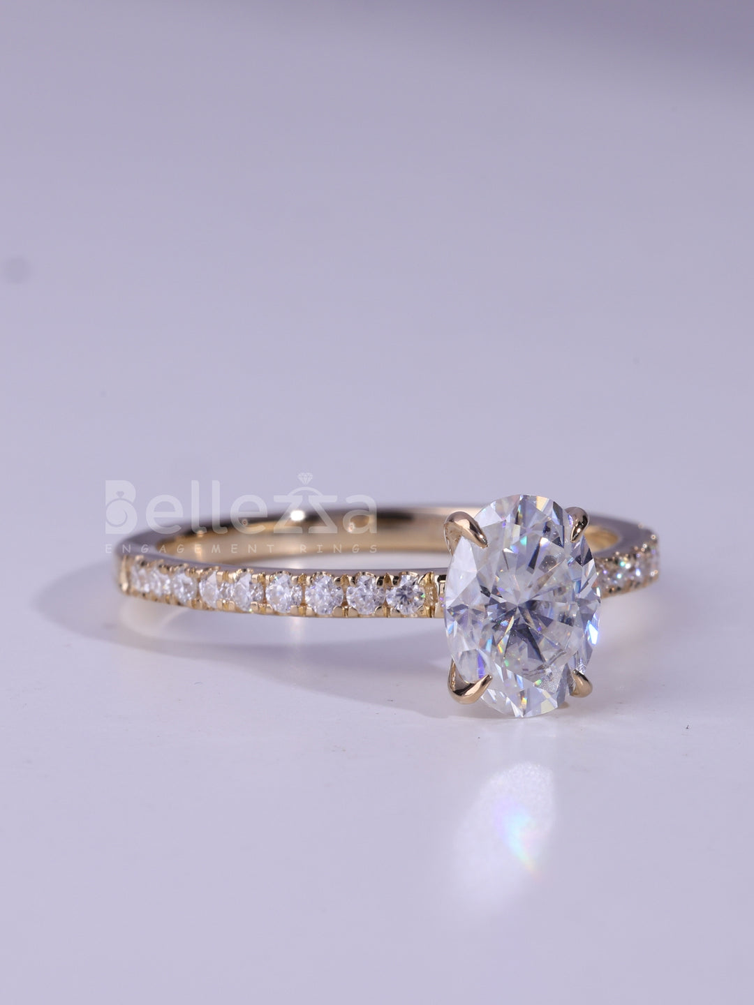 1.0CT Oval Cut Pave Setting MOissanite Engagement Ring
