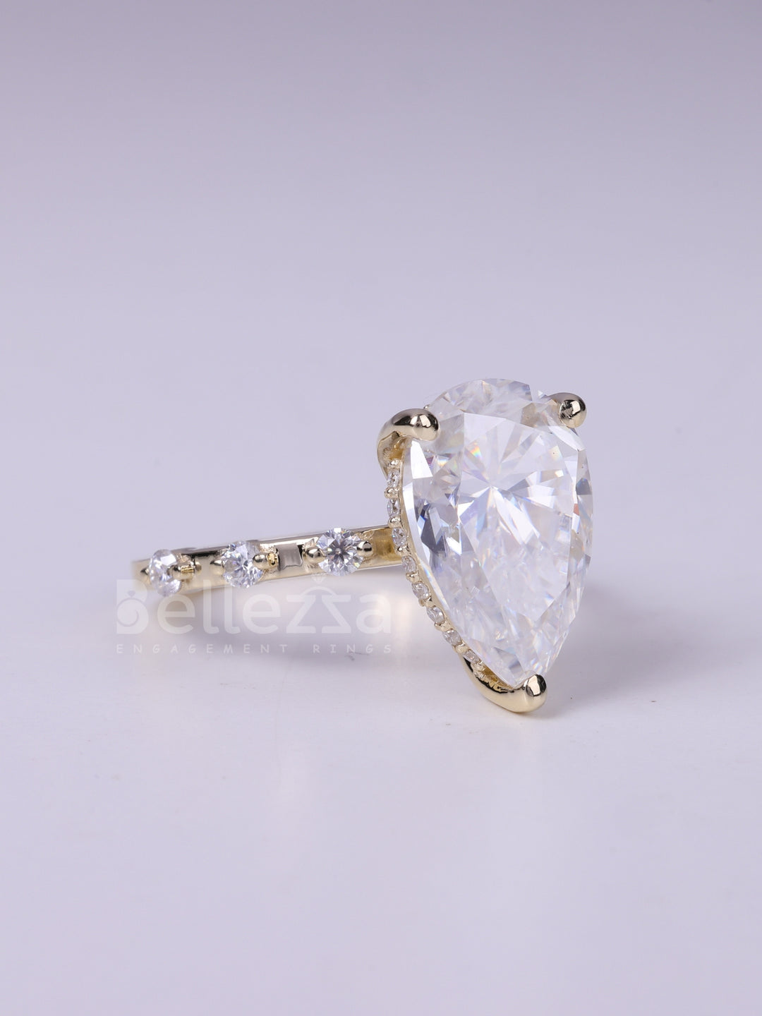 2.50CT Pear cut Pave Setting Moissanite Diamond Engagement Ring