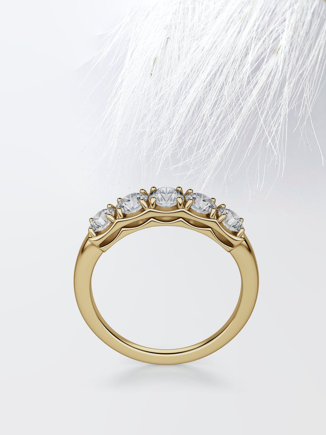 Round Cut Five Stone Wedding Band For Women