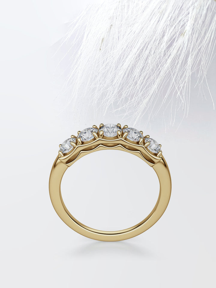 Round Cut Five Stone Wedding Band For Women