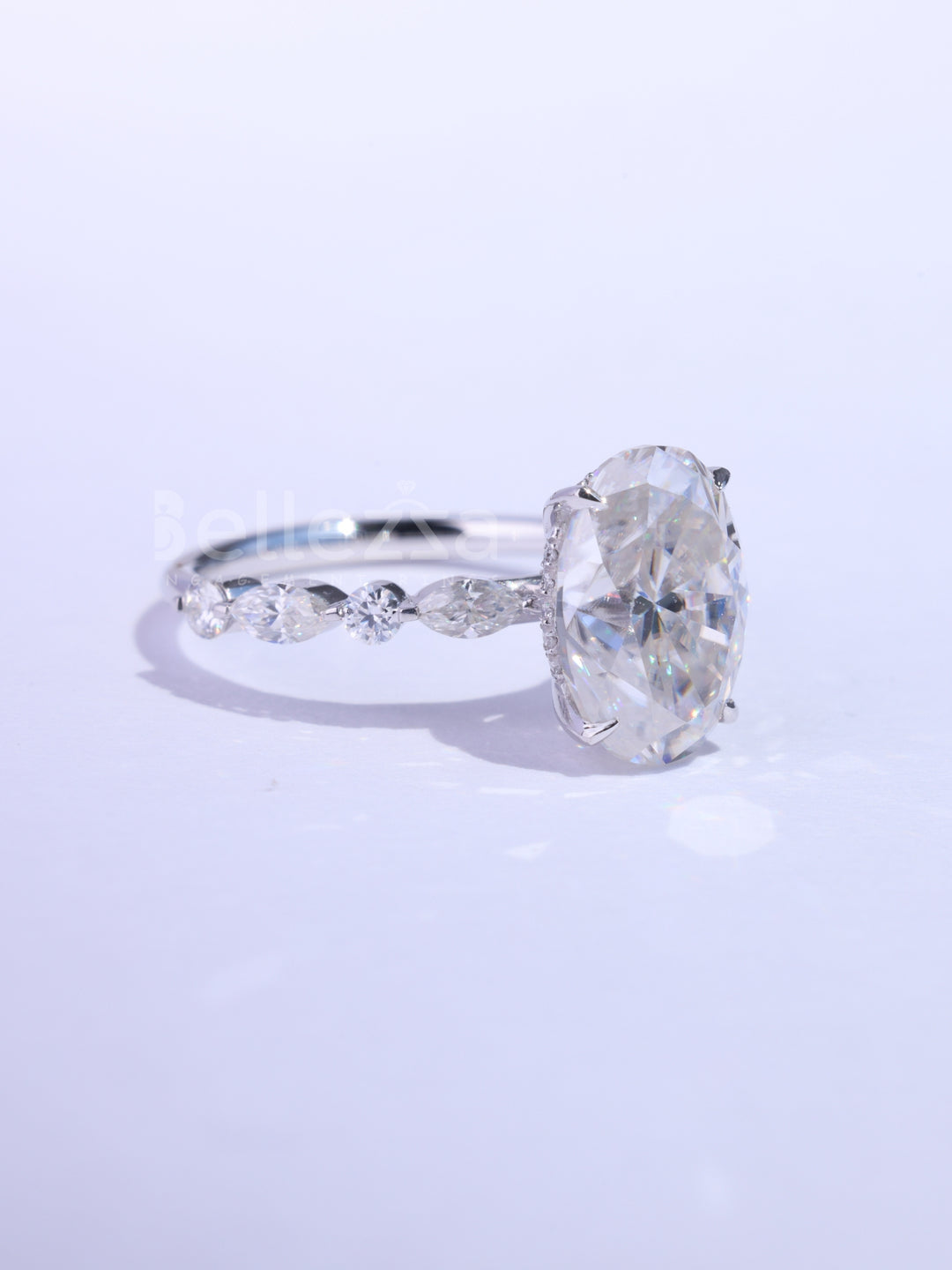 1.50CT Oval Cut Pave Setting Moissanite Engagement Ring