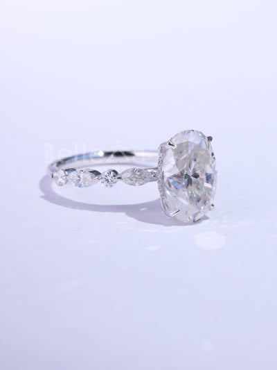 1.50CT Oval Cut Pave Setting Moissanite Engagement Ring