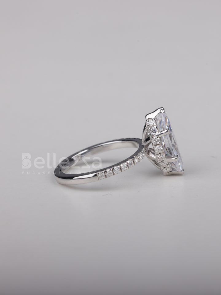 1.0CT Marquise Cut Pave Setting Moissanite Engagement Ring