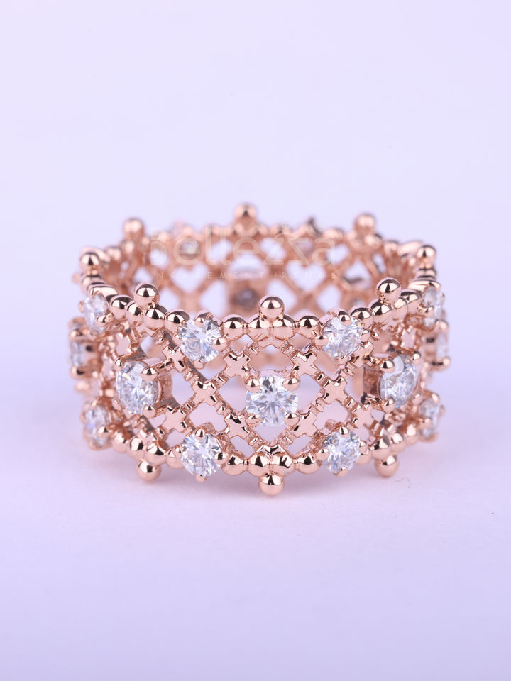 Uniuqe Round Diamond Full Eternity Moissanite Wedding Band