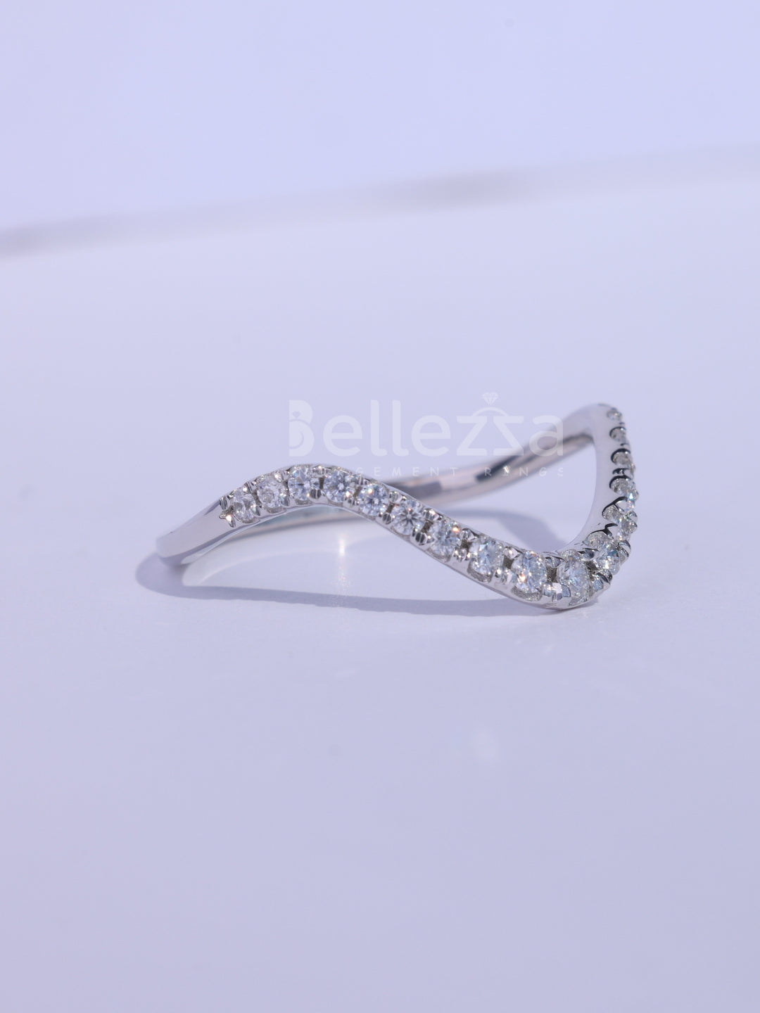 Round Cut Half Eternity Curved Moissanite Wedding Band