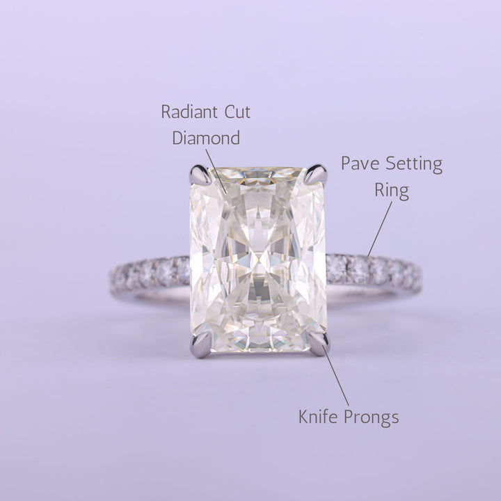 1.50CT Radiant Cut Diamond Pave Setting Engagement Ring
