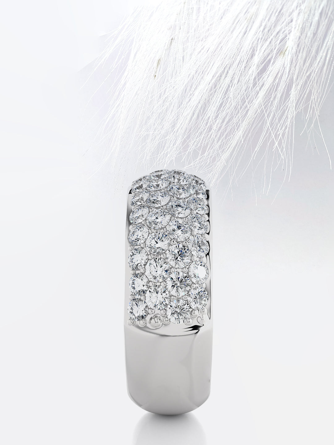 Round Cut Clustered Moissanite Men's Wedding Band In White Gold