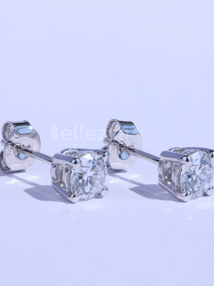 1.0TCW Round Cut Diamond Moissanite Daily Wear Stud Earrings